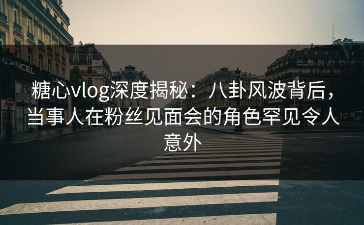 糖心vlog深度揭秘:八卦风波背后,当事人在粉丝见面会的角色罕见令人意外 糖心vlog深度揭秘:八卦风波背后,当事人在粉丝见面会的角色罕见令人意外
